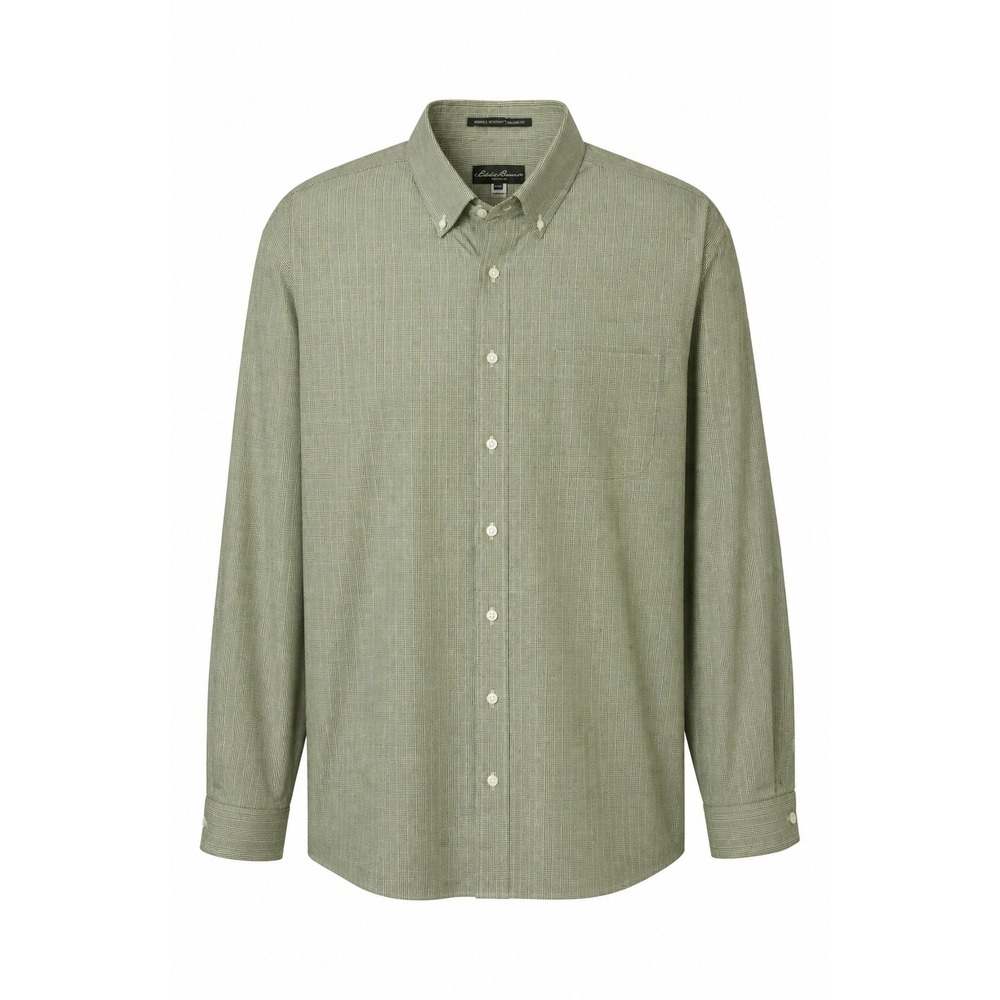 Eddie Bauer Mens 3XLT Green Micro Check Button Down Shirt Wrinkle Resistant Tall